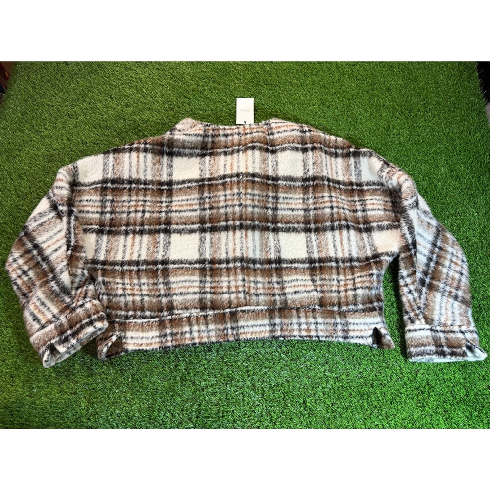 GREYLIN Anthropologie Plaid Fuzzy Jacket Button Front Cozy Casual Outerwear XL